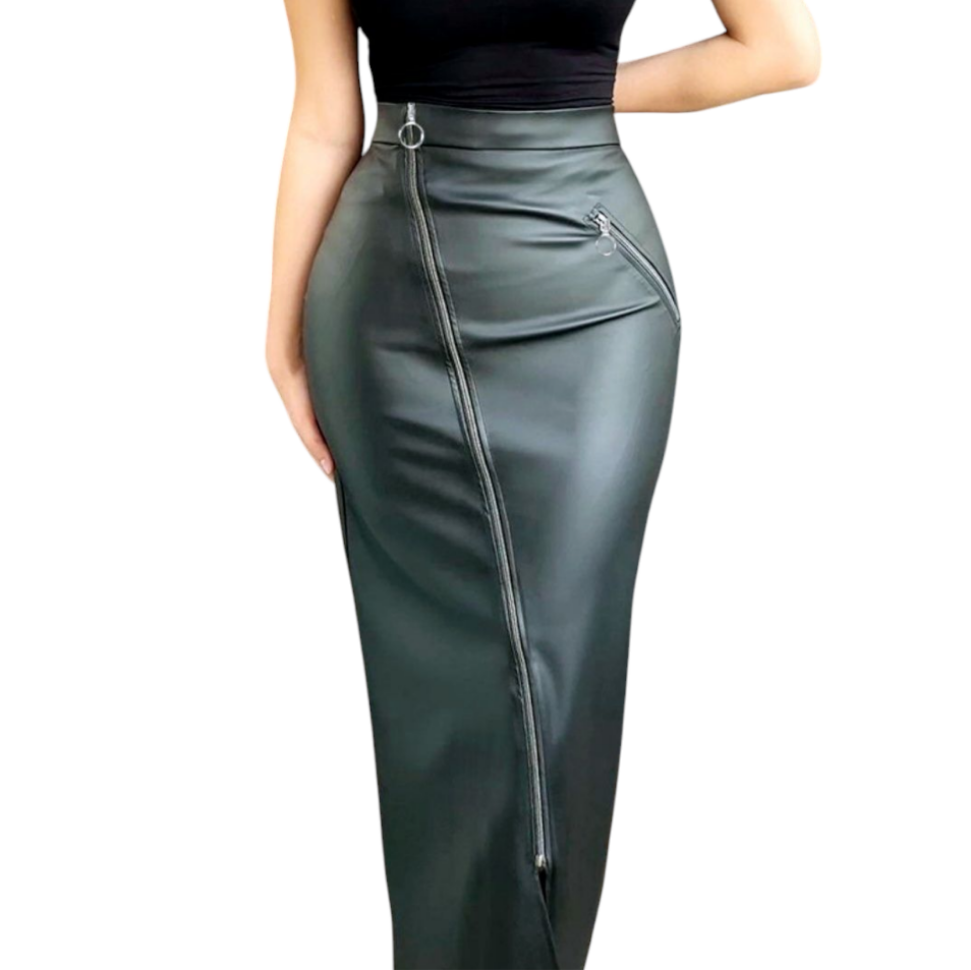 High-Waisted Zipper-Skirt