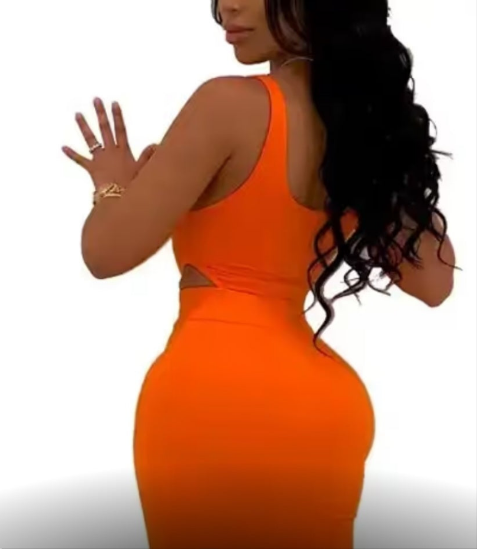 Hip Wrapped Hollowed-Out Dress