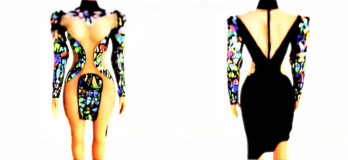 Multi-colored Rhinestone Dress