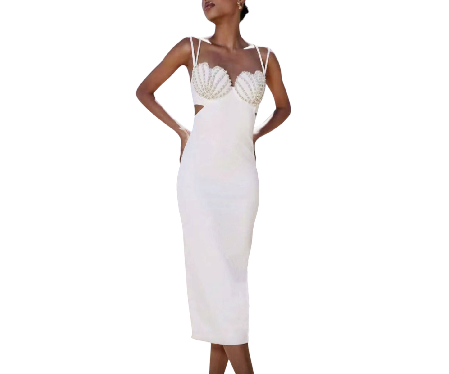 Beads Design Midi Slip Dress