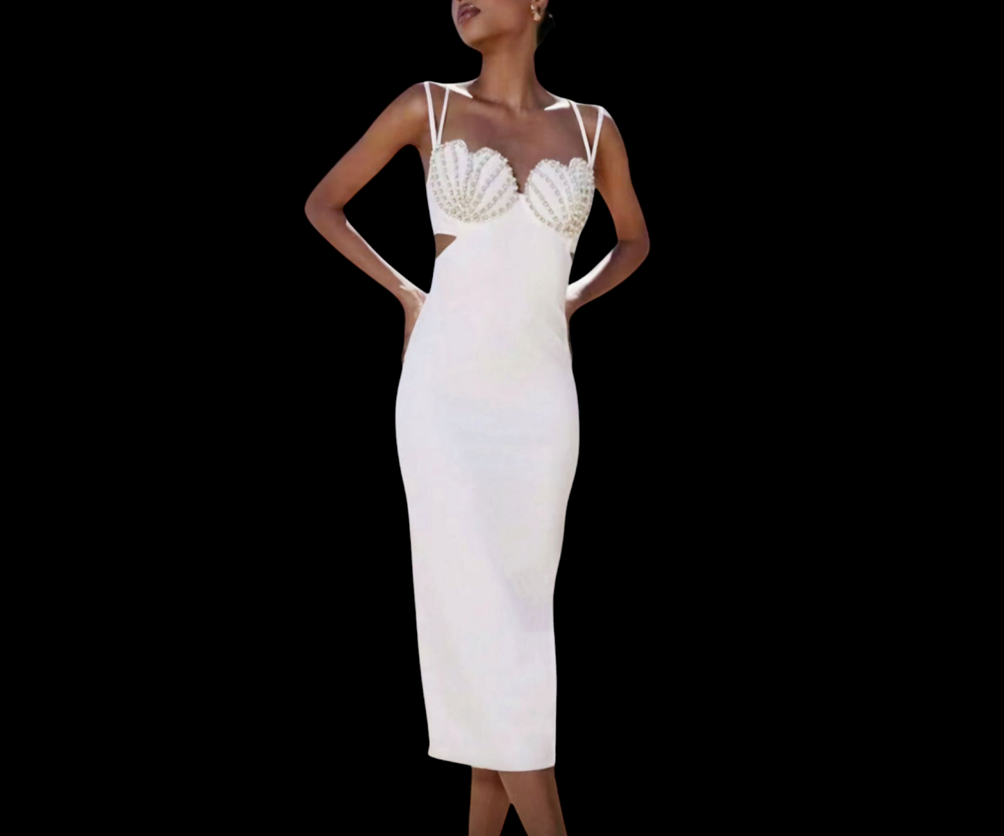 Beads Design Midi Slip Dress