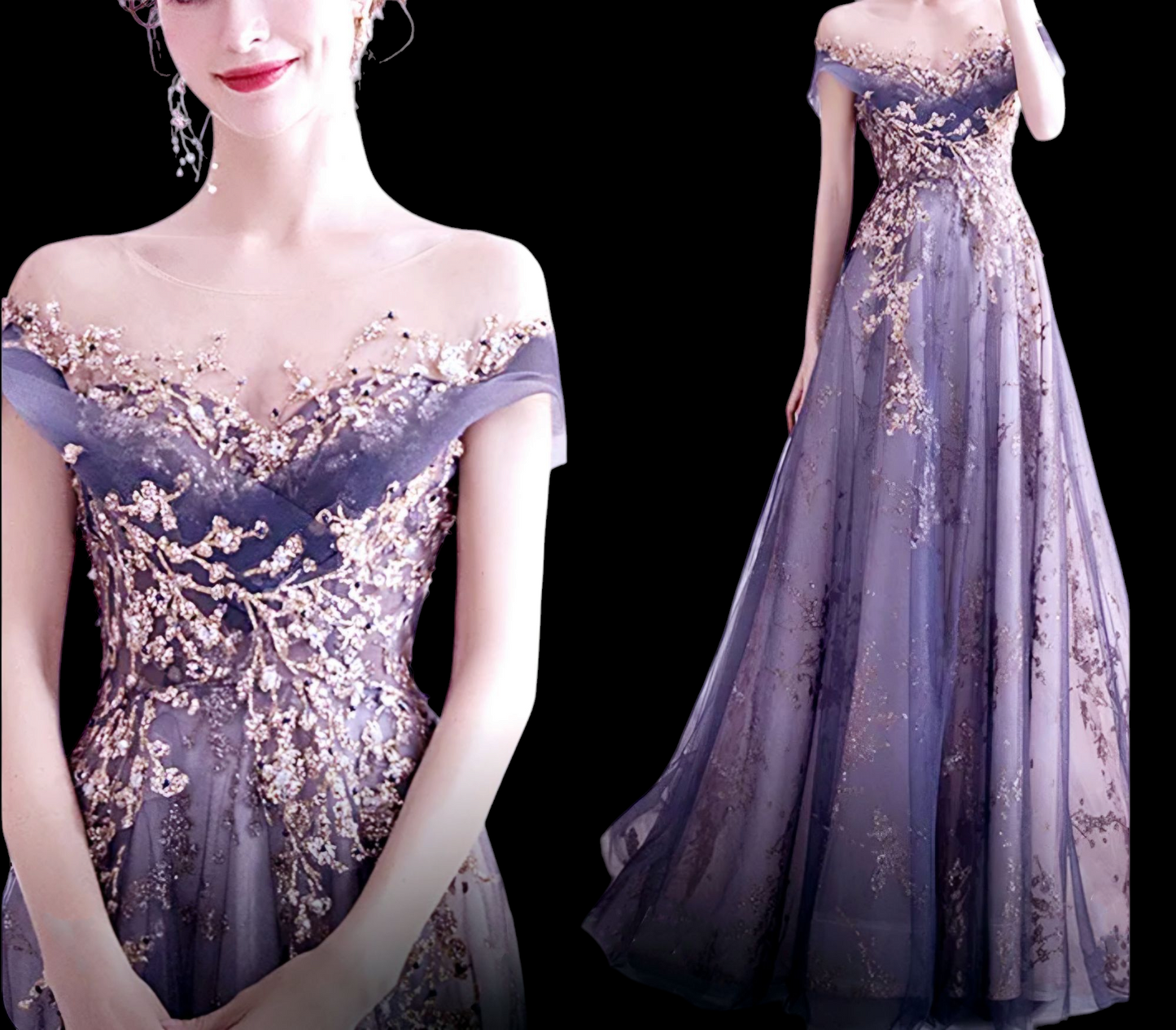 Elegant Purple Evening Gown
