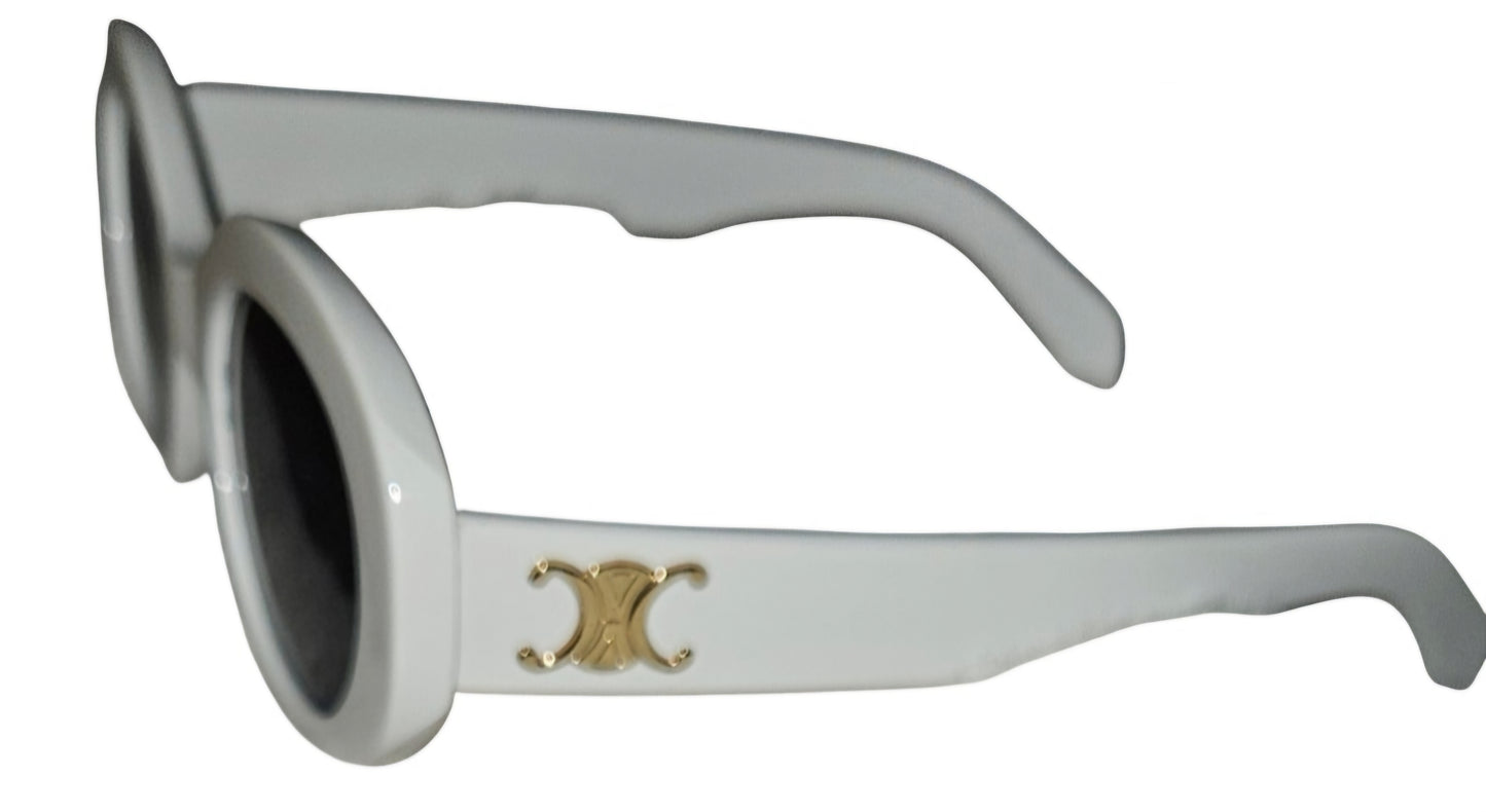 Small Oval-Frame Acetate Sunglasses