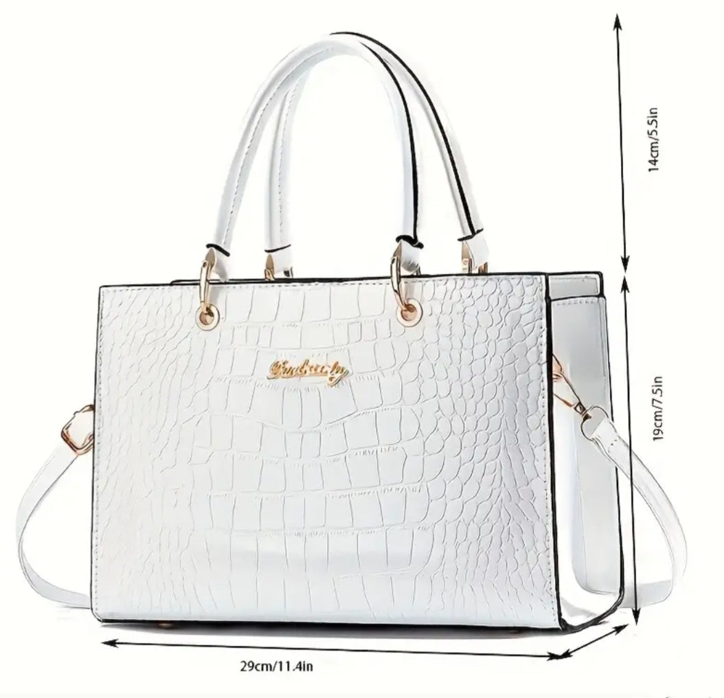 Crocodile-Embossed Korean Tote Bag