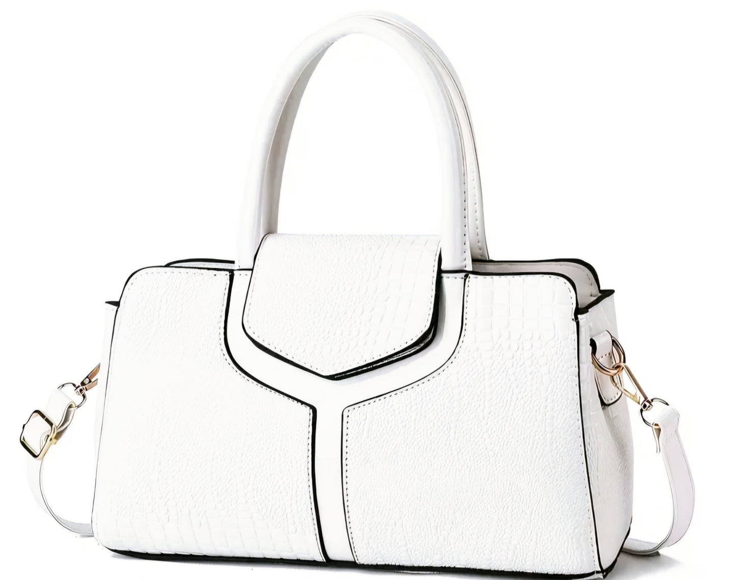 Crocodile-Patterned Crossbody Satchel