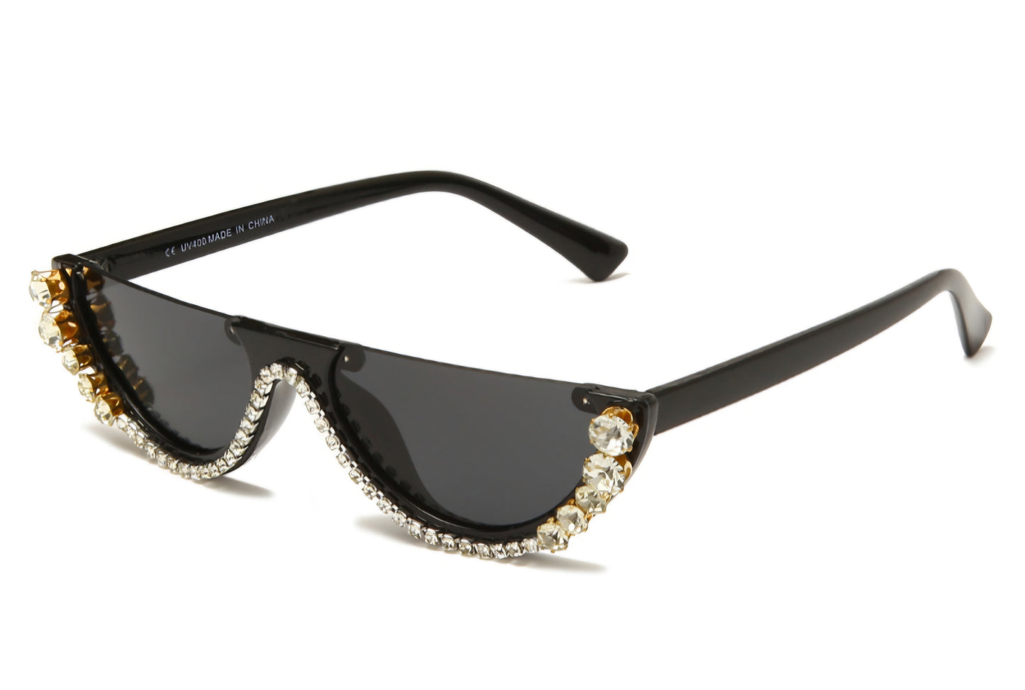 Vintage Half Frame Cat- Eye Luxury Diamond Sunglasses