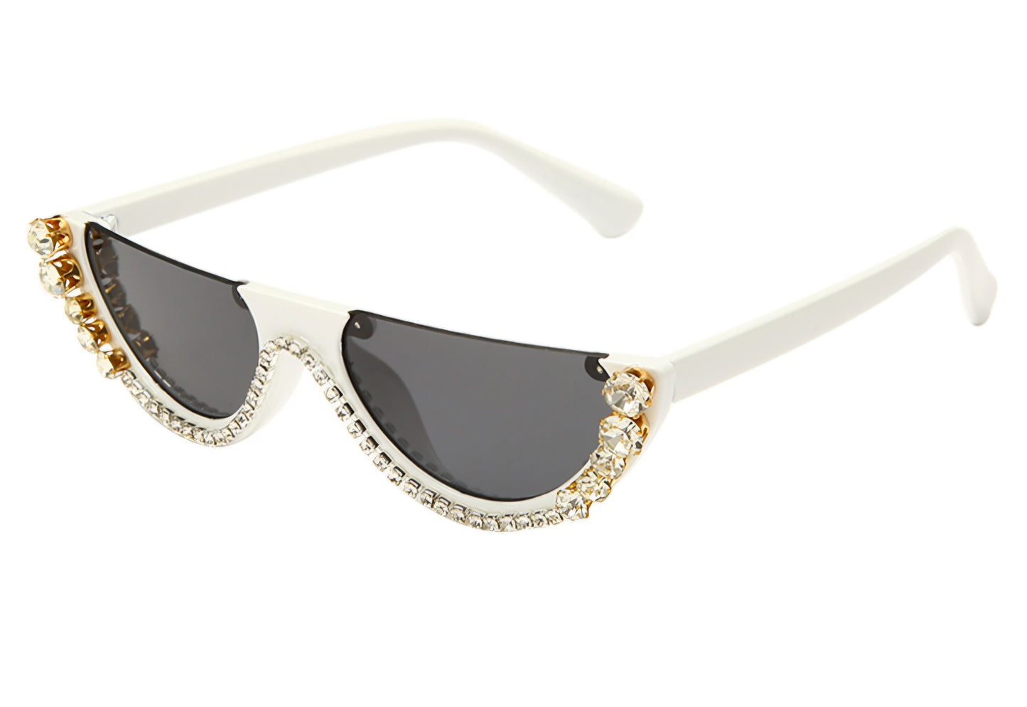 Vintage Half Frame Cat- Eye Luxury Diamond Sunglasses