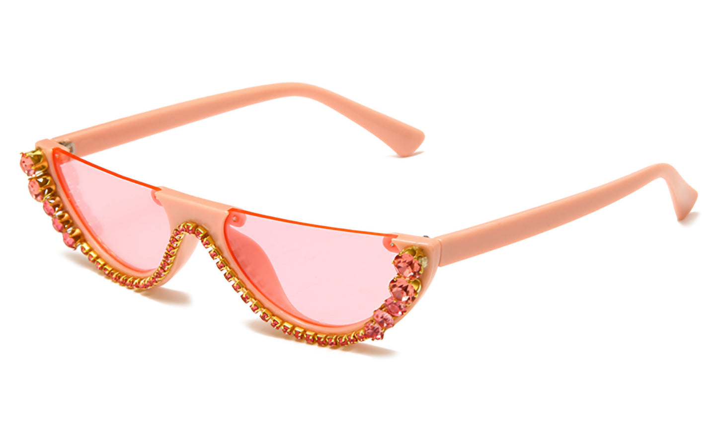 Vintage Half Frame Cat- Eye Luxury Diamond Sunglasses