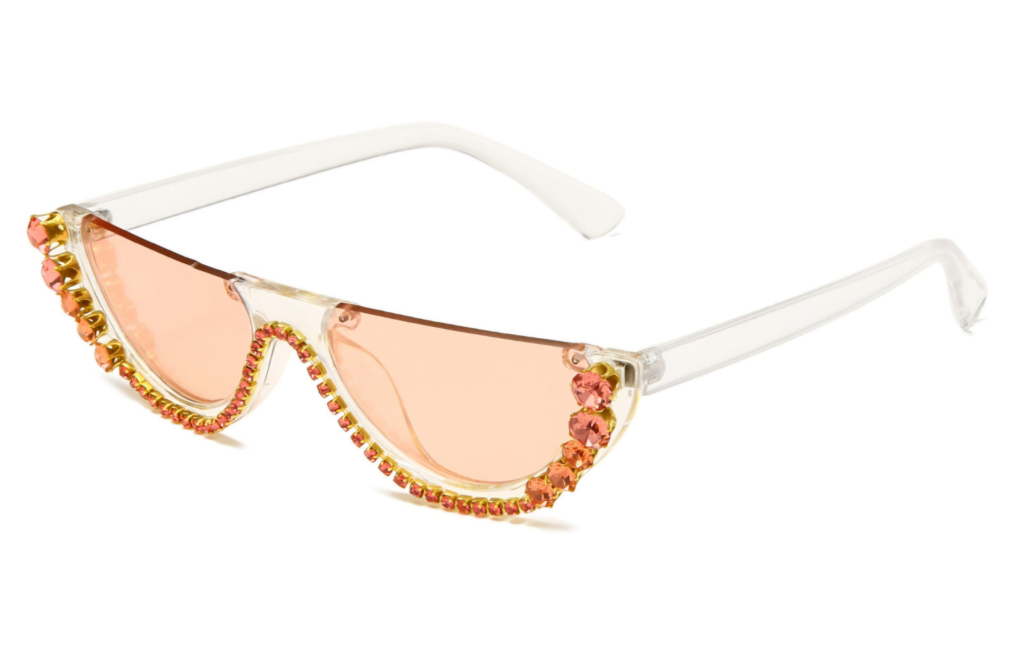 Vintage Half Frame Cat- Eye Luxury Diamond Sunglasses