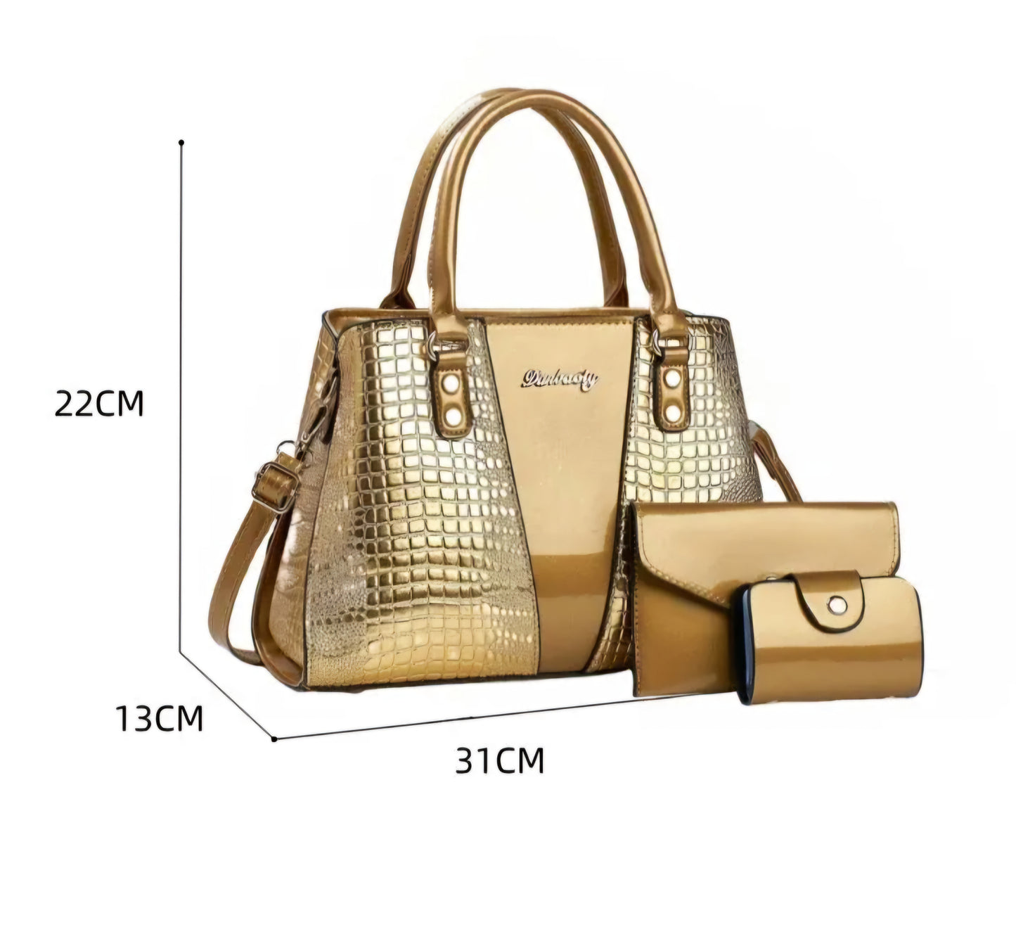 Three-Piece Crocodile
Print Faux Leather Bags