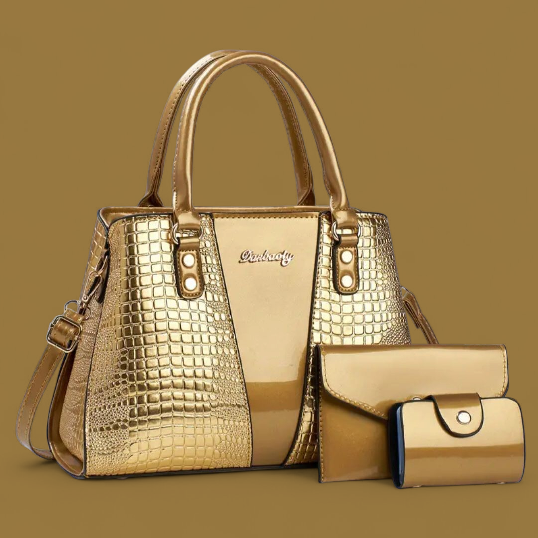 Three-Piece Crocodile
Print Faux Leather Bags