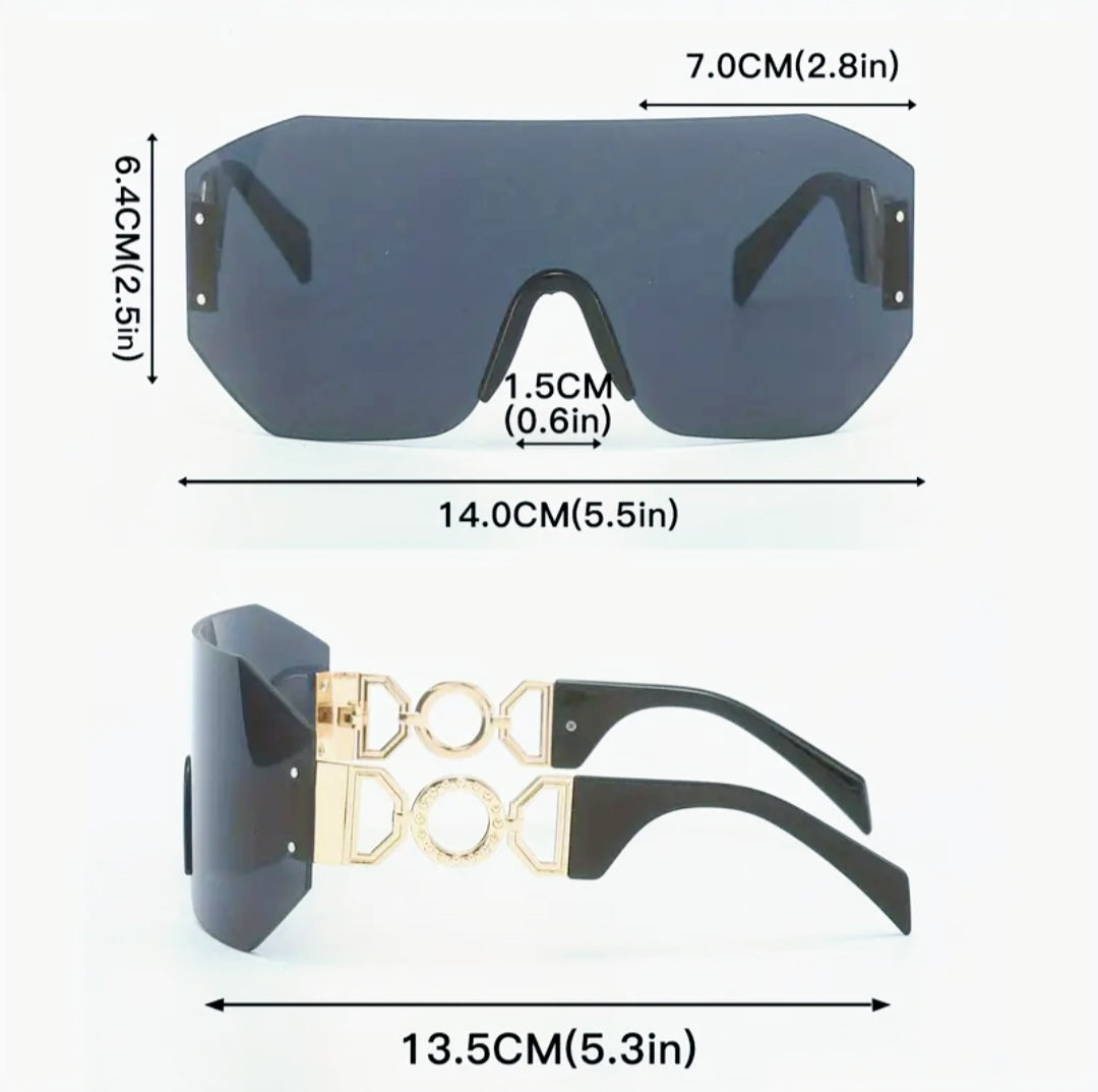 Bold Futuristic Oversized Rimless Sunglasses