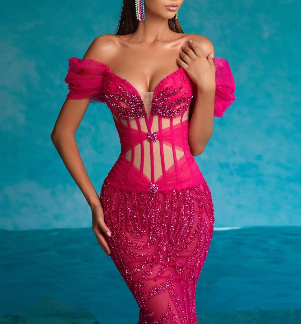 Fishtail Fuschia Gown