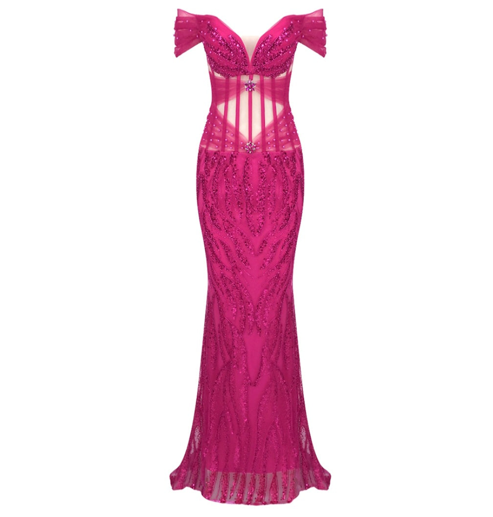 Fishtail Fuschia Gown