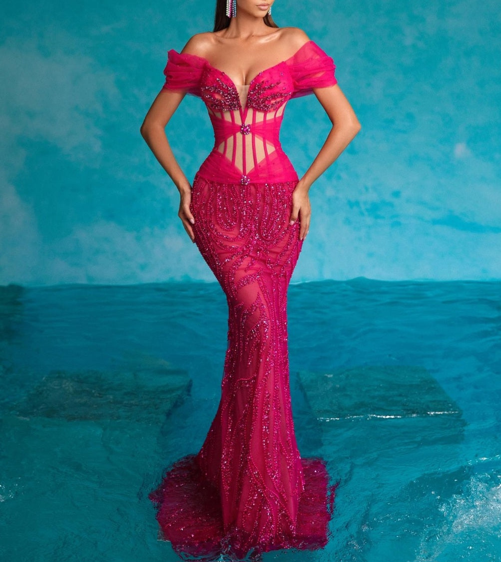 Fishtail Fuschia Gown