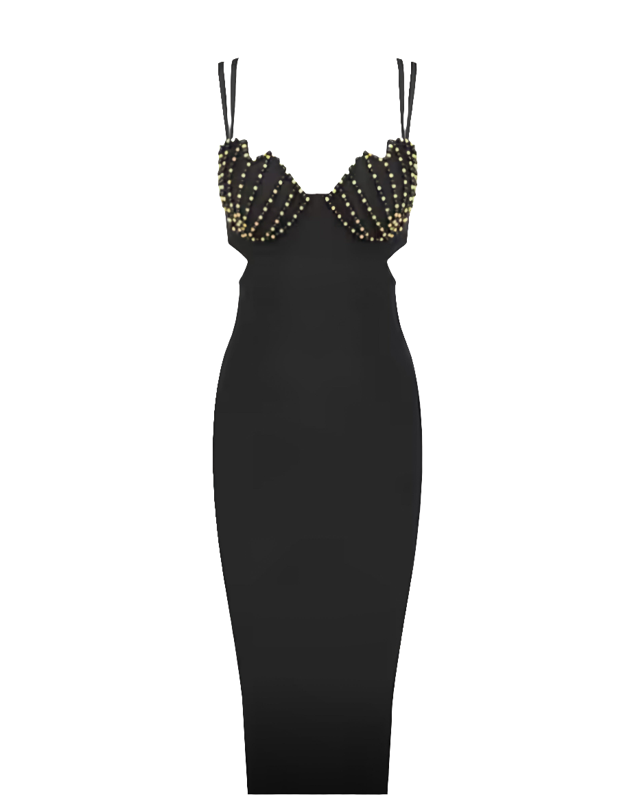 Beads Design Midi Slip Dress