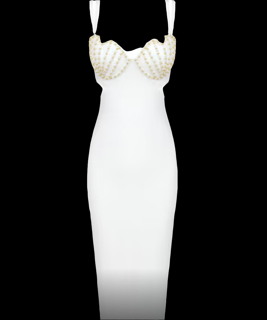 Beads Design Midi Slip Dress