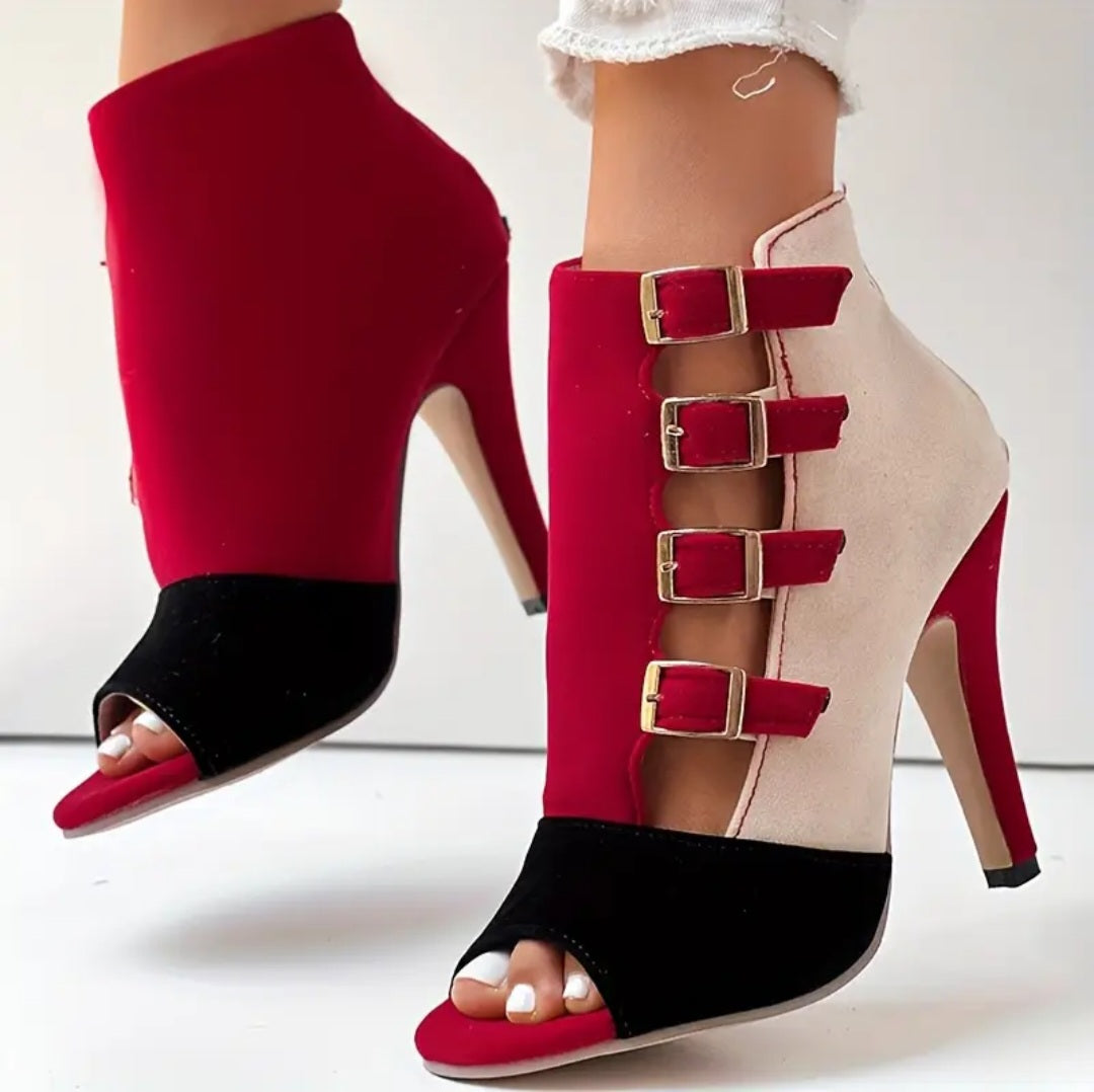Colorblock Splicing Mule-Style Zipper Closure Shoes