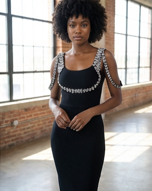 Beaded Strap Bandage Dress