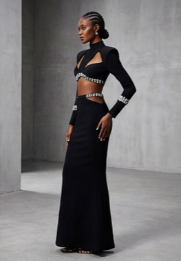 Long-Sleeve
Beaded Two-Piece Set