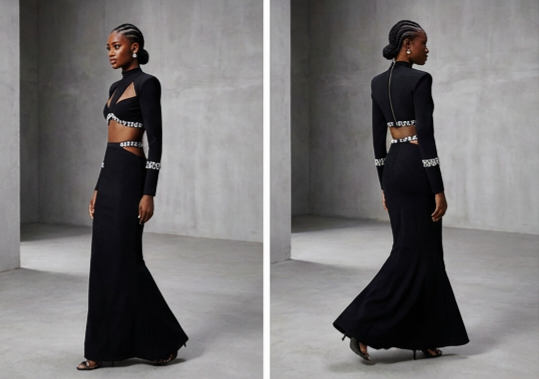 Long-Sleeve
Beaded Two-Piece Set