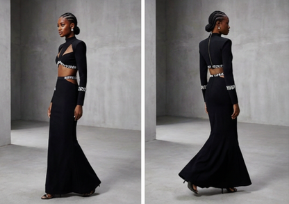 Long-Sleeve
Beaded Two-Piece Set