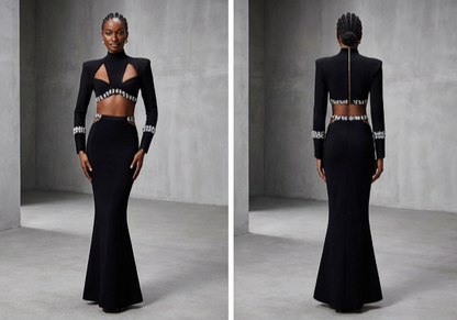 Long-Sleeve
Beaded Two-Piece Set