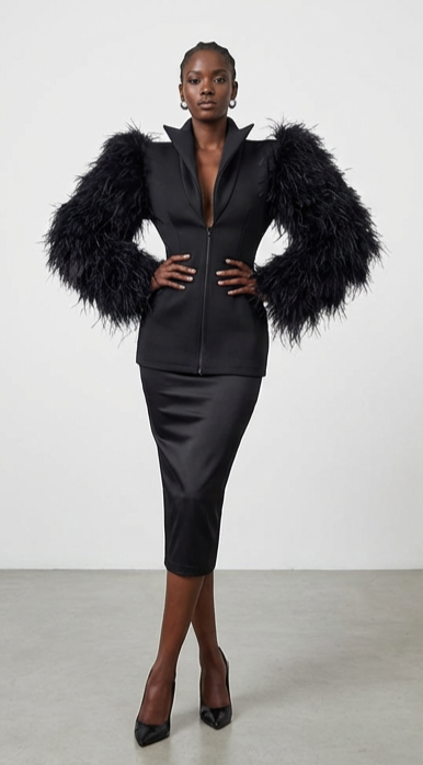 Deep V-Neck Blazer Dress