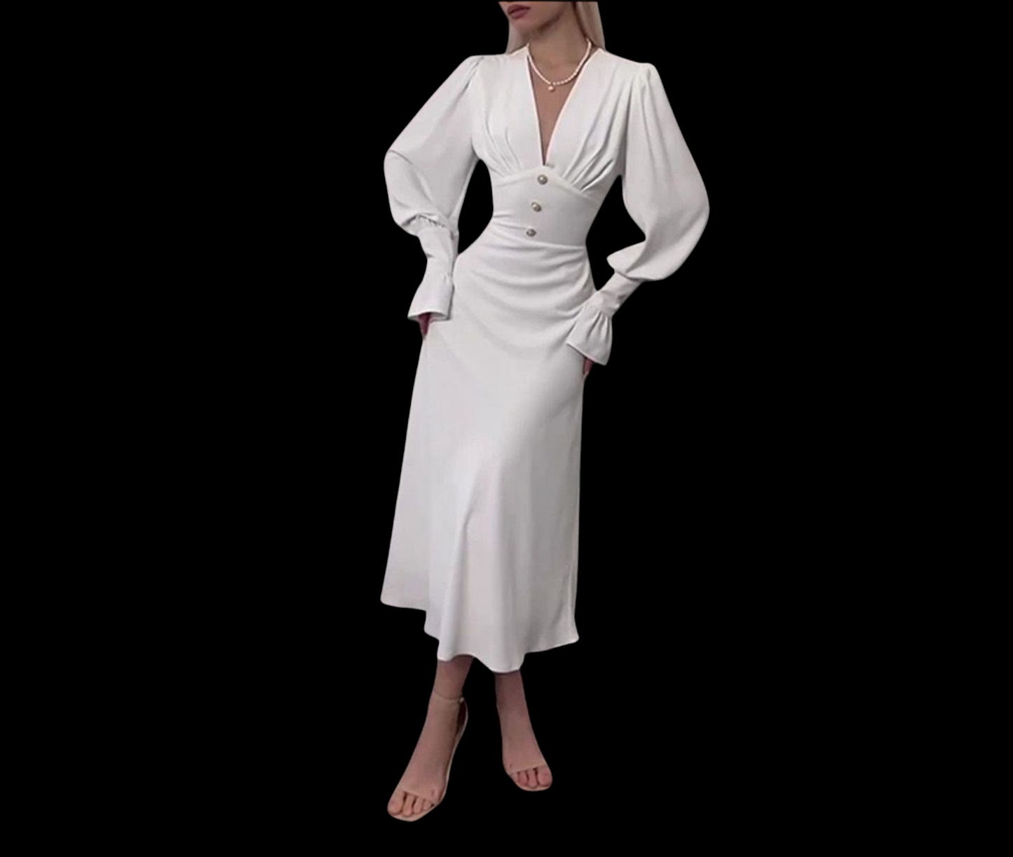 Luxury Lantern Sleeves Midi Dress