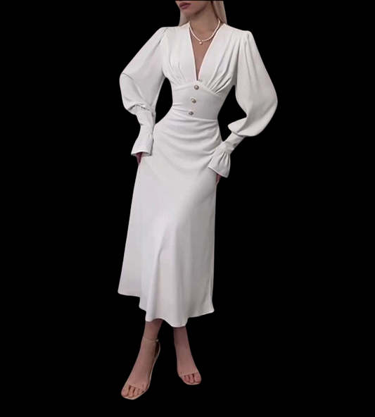Luxury Lantern Sleeves Midi Dress