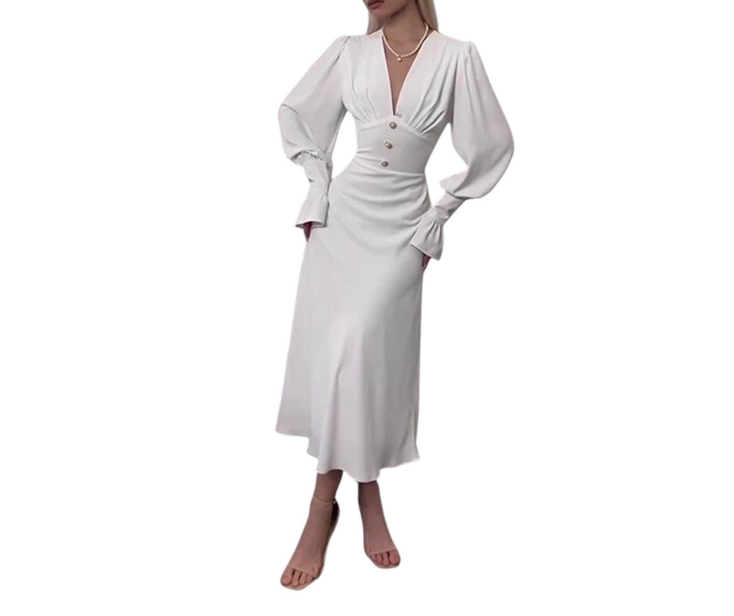 Luxury Lantern Sleeves Midi Dress