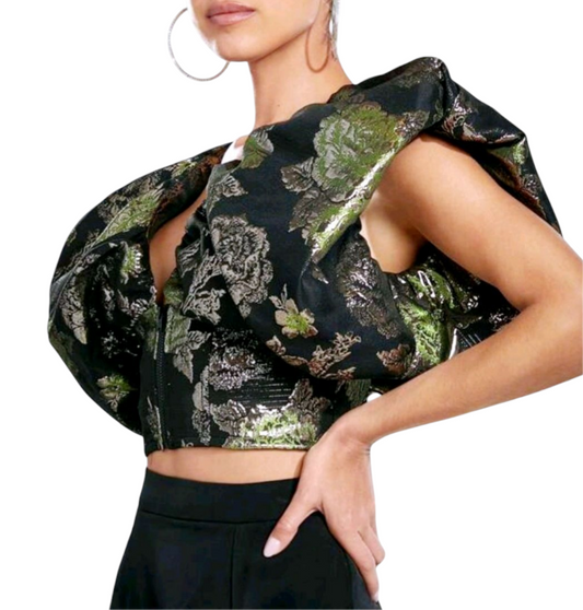 Elegant Batwing Sleeve Crop-Top