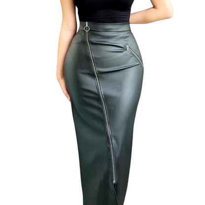 High-Waisted Zipper-Skirt