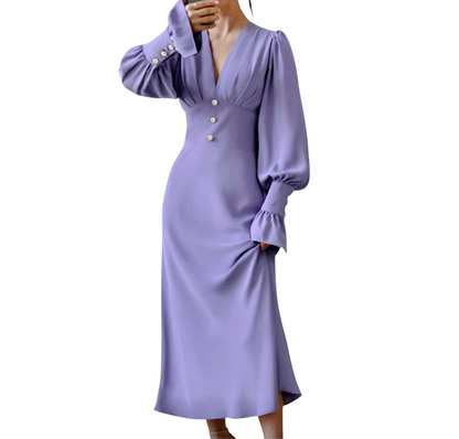 Luxury Lantern Sleeves Midi Dress