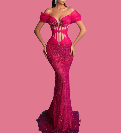 Fishtail Fuschia Gown