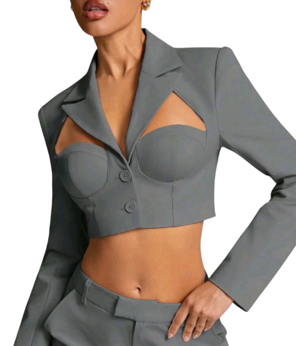 Cut-Out Cropped Blazer