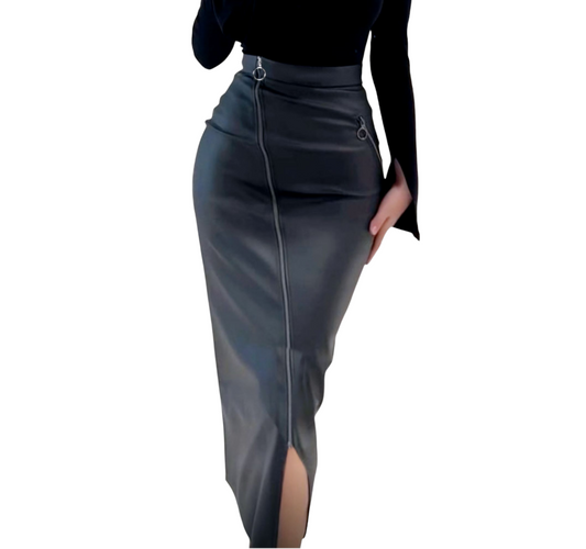High-Waisted Zipper-Skirt
