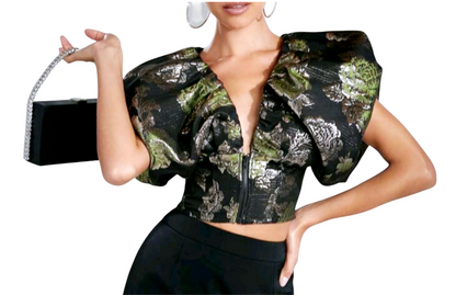 Elegant Batwing Sleeve Crop-Top