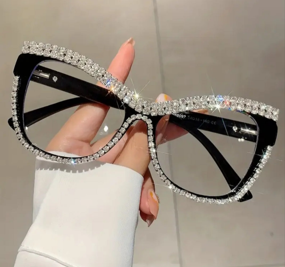 Rhinestone Decorated Cat-Eye Glasses