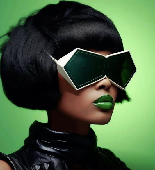 Black & White Polygonal Integrated Sunglasses