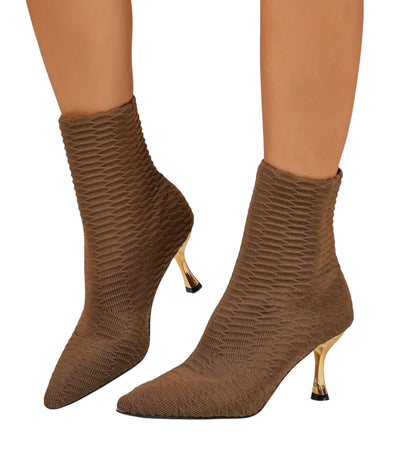 Knitted High-Heeled Short Boots