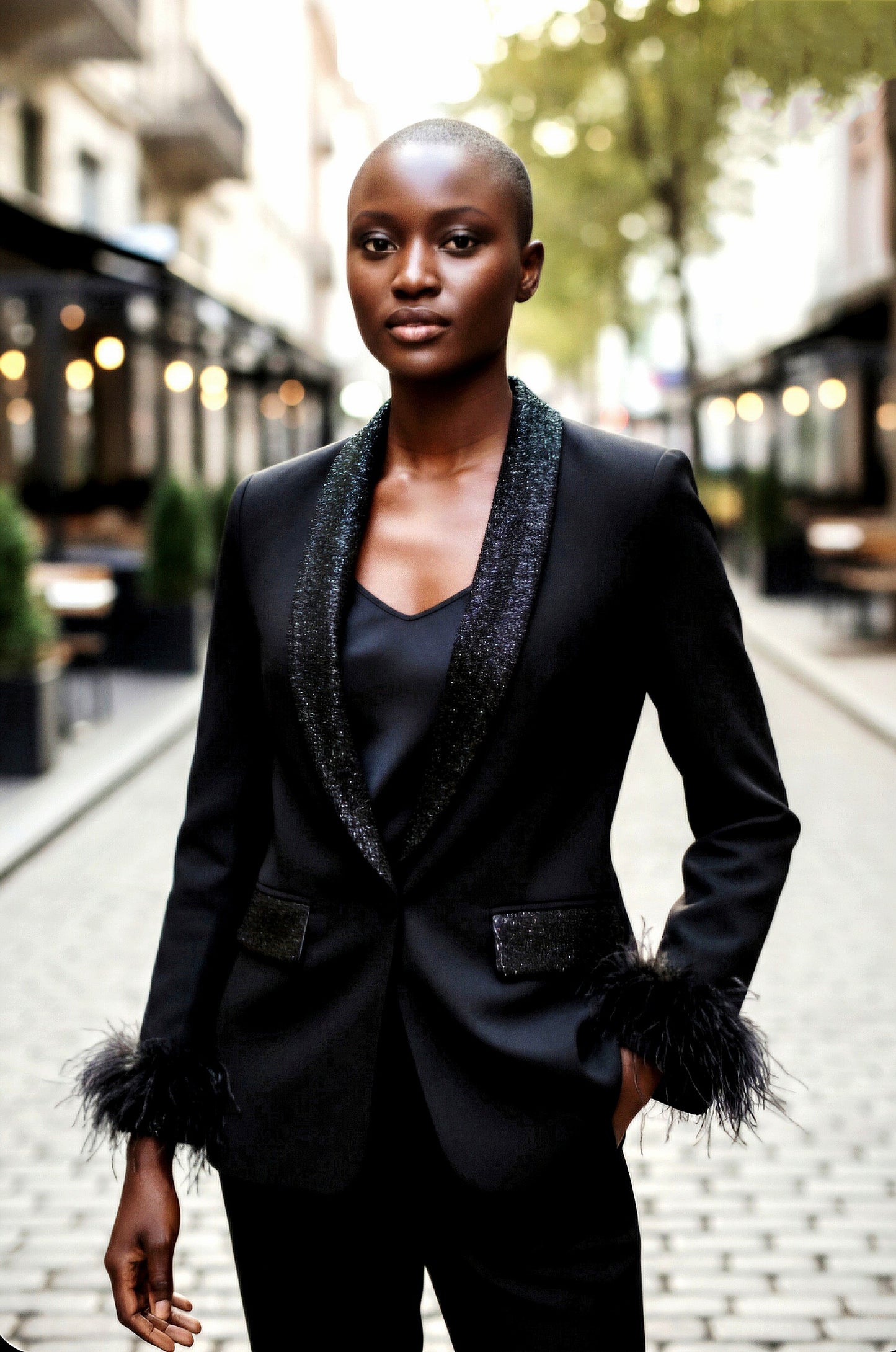 Feathered-Cuff Blazers