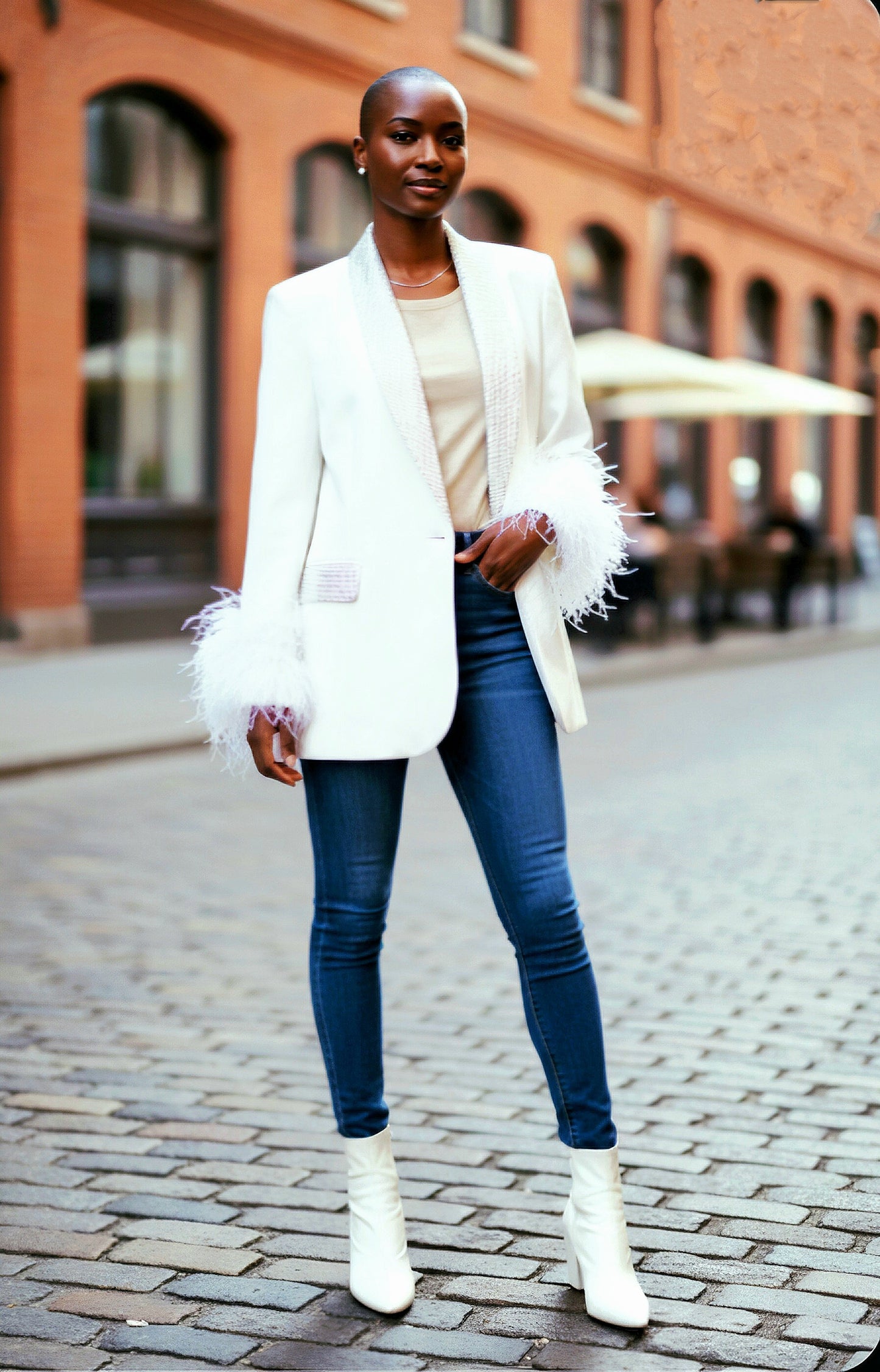 Feathered-Cuff Blazers