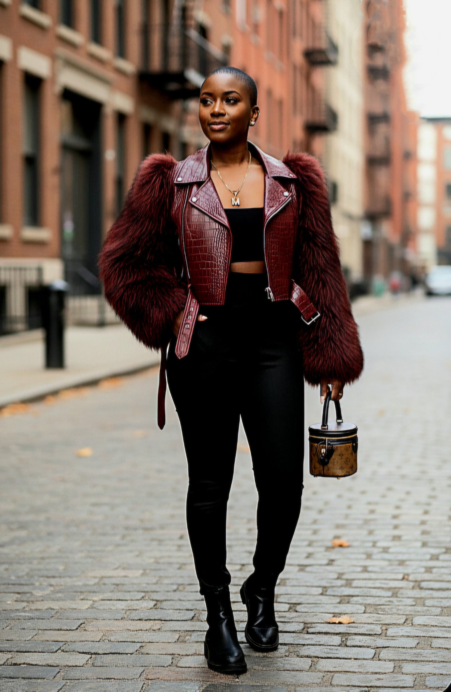 Fur Fluffy Faux Leather Short Jacket