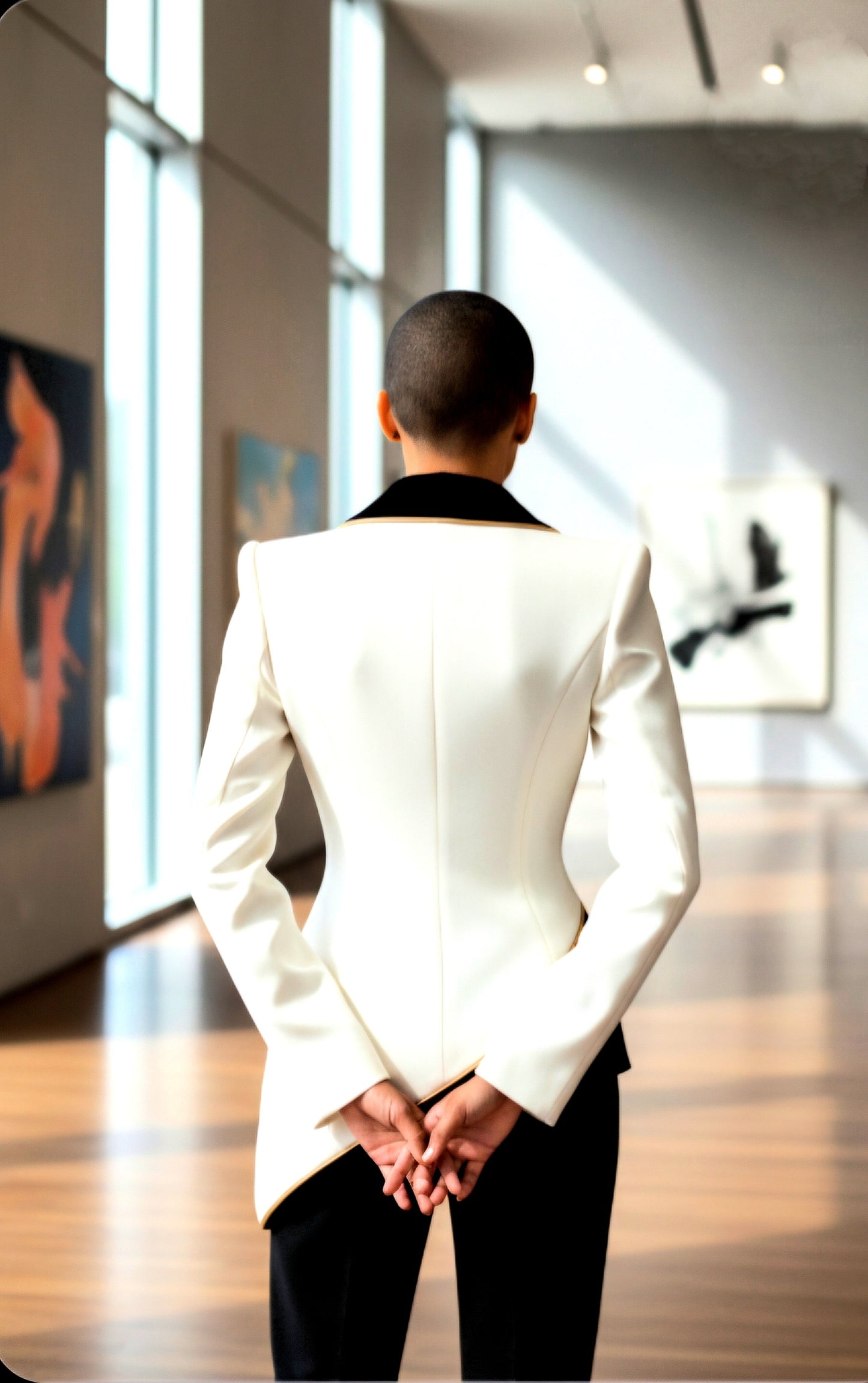 Elegant Asymmetrical Color-Block Lapel Blazer