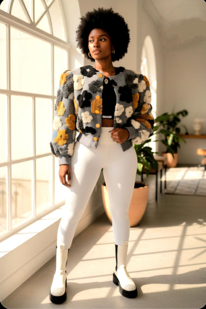 Elegant Floral Print Cardigan Jackets