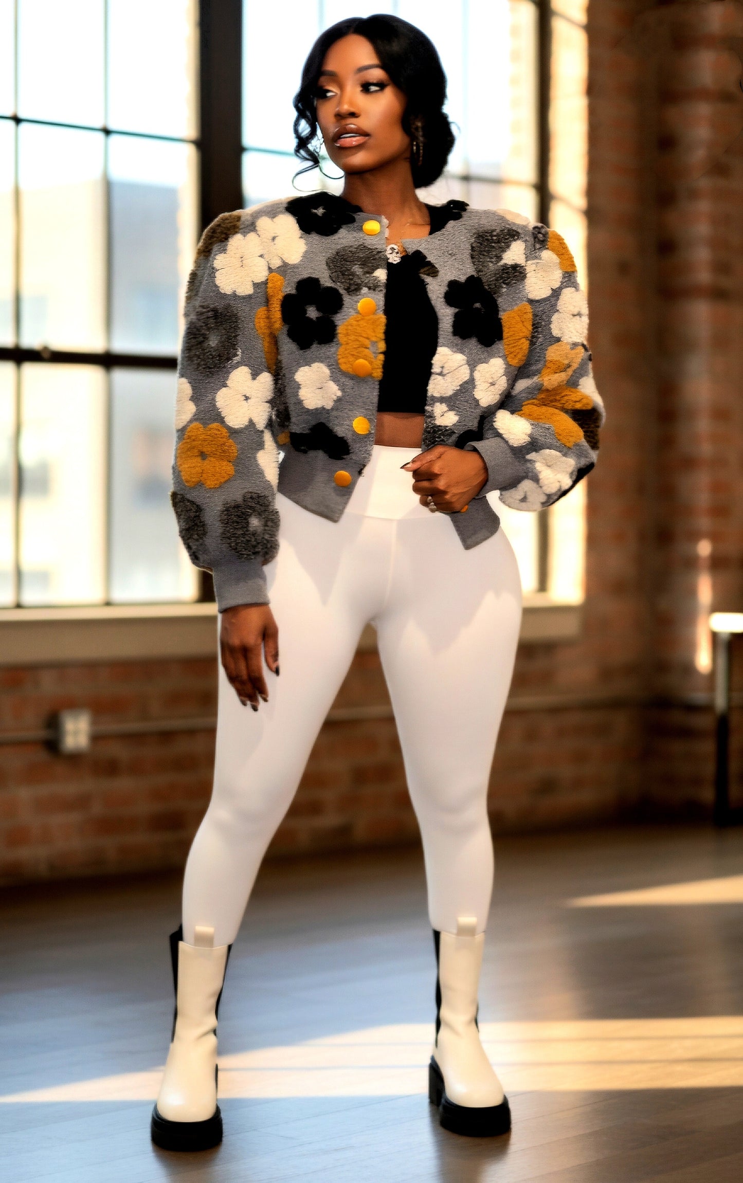 Elegant Floral Print Cardigan Jackets