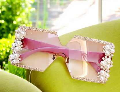 Square Elegant Floral Rimless Shades