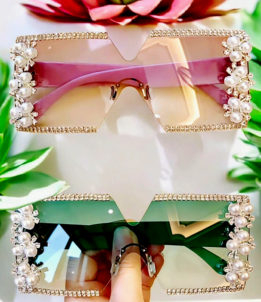 Square Elegant Floral Rimless Shades