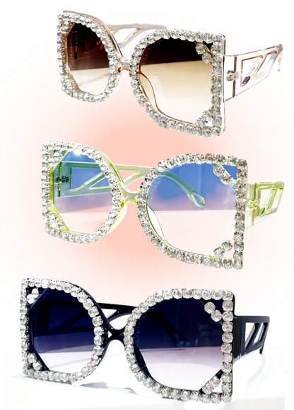 Luxury Square Rhinestone Gradient Shades